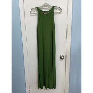 J Jill Shift Dress Small Petite Olive Green Halter Neck Slub Stretch Knit Beach